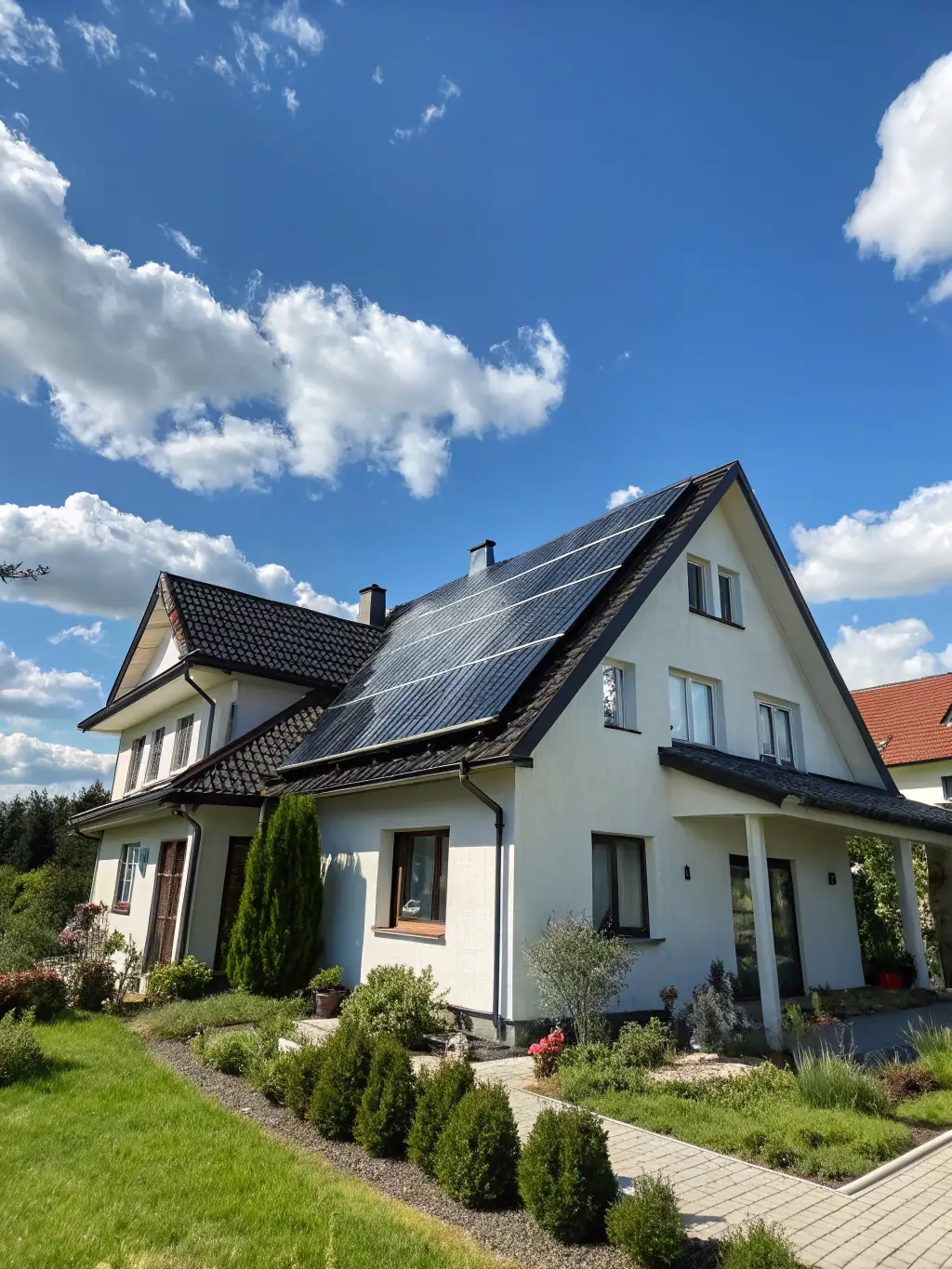 A solar address sign mounted on a mailbox, with sunlight charging the solar panel, emphasizing its eco-friendly and energy-saving design.